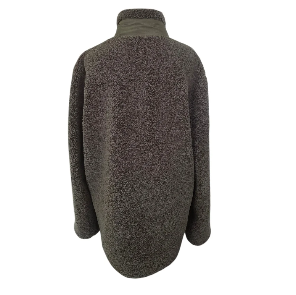 Naadam Mens Fleece Sherpa Zip Up Jacket Dark Olive Green XL NWOT